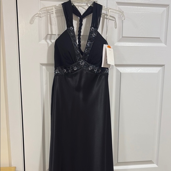 Robe Maxi Noire/gris/argentée Oleg Cassini - Taille UK 10, Avec Broderies Perles Et Studs